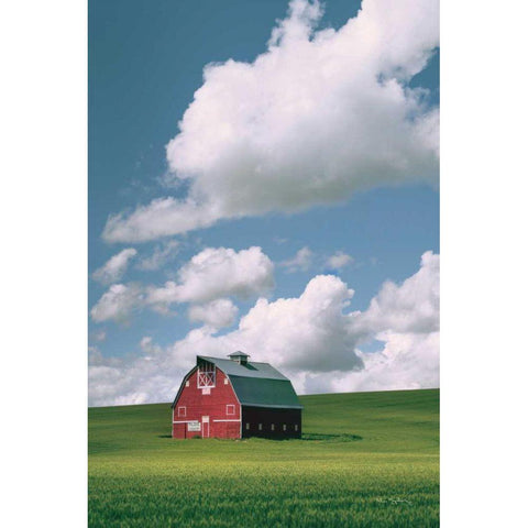 Palouse Region Red Barn II Gold Ornate Wood Framed Art Print with Double Matting by Majchrowicz, Alan