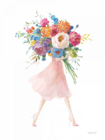 Bursting with Flowers II White Modern Wood Framed Art Print with Double Matting by Nai, Danhui