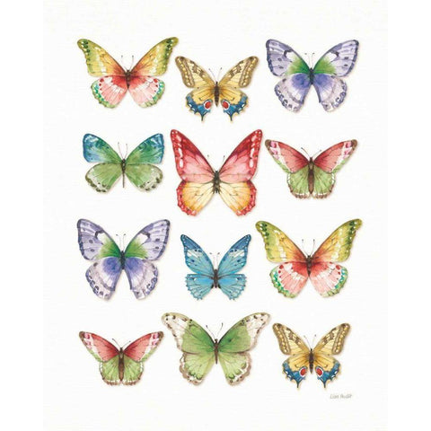 Colorful Breeze Butterflies Gold Ornate Wood Framed Art Print with Double Matting by Audit, Lisa