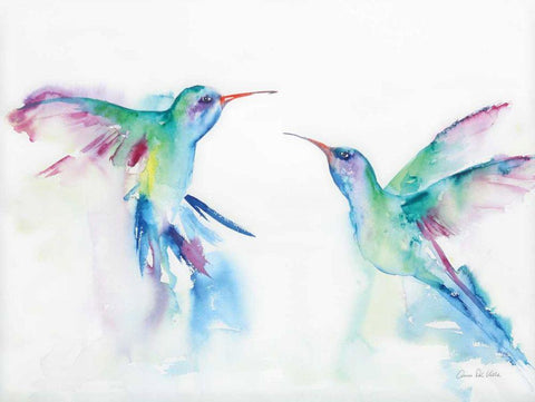 Hummingbirds I Black Ornate Wood Framed Art Print with Double Matting by Valle, Aimee Del