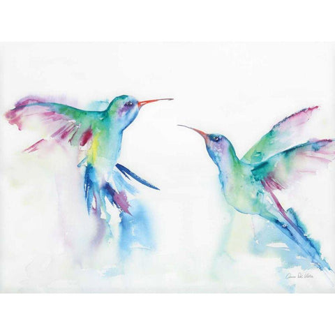 Hummingbirds I Gold Ornate Wood Framed Art Print with Double Matting by Valle, Aimee Del
