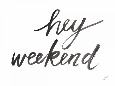 Hey Weekend White Modern Wood Framed Art Print with Double Matting by Panganiban, Karyn