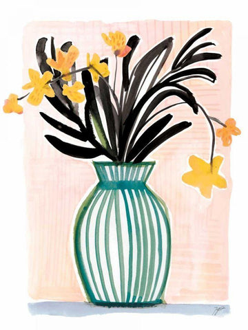 Tropical Orchids White Modern Wood Framed Art Print with Double Matting by Panganiban, Karyn