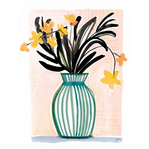 Tropical Orchids Gold Ornate Wood Framed Art Print with Double Matting by Panganiban, Karyn