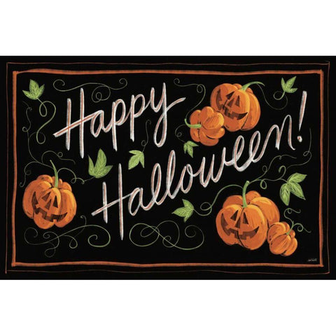 Happy Halloween Jack O Lanterns Gold Ornate Wood Framed Art Print with Double Matting by Tavoletti, Anne