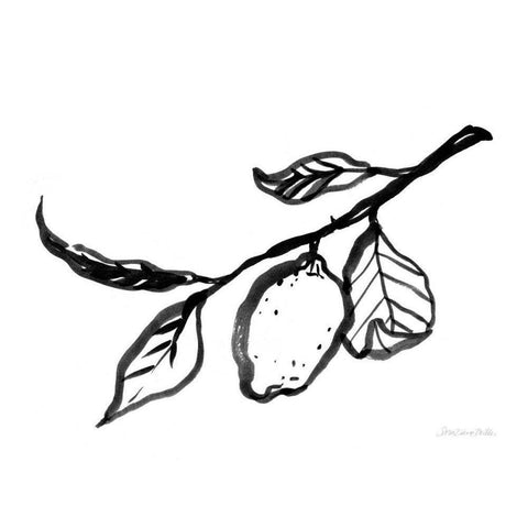 Ink Lemon Black Modern Wood Framed Art Print by Miller, Sara Zieve