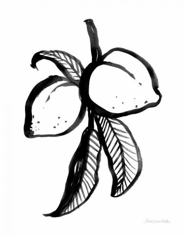 Ink Peaches White Modern Wood Framed Art Print with Double Matting by Miller, Sara Zieve