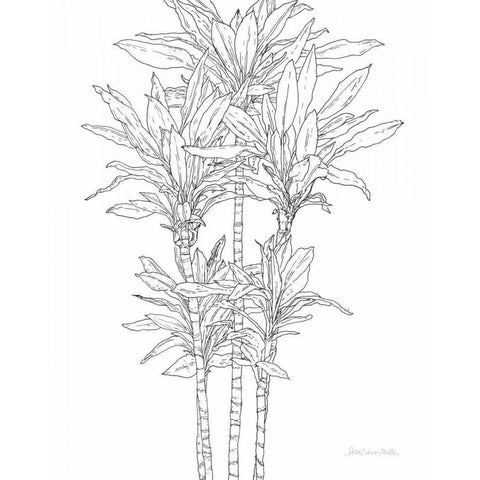 Sketched Tree II Gold Ornate Wood Framed Art Print with Double Matting by Miller, Sara Zieve