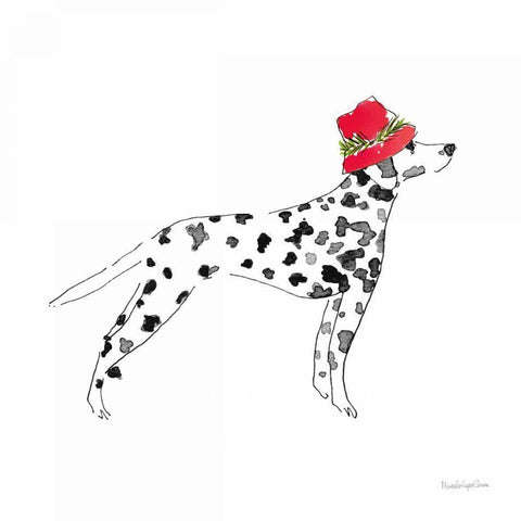 Holiday Dalmatian Gold Ornate Wood Framed Art Print with Double Matting by Charro, Mercedes Lopez