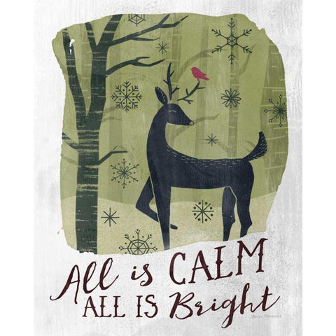 Woodland Wishes I Green Black Modern Wood Framed Art Print with Double Matting by Marshall, Laura