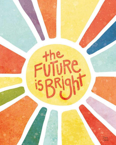 The Future Is Bright White Modern Wood Framed Art Print with Double Matting by June, Dina