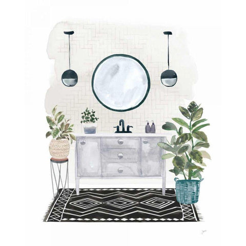 Lulus Powder Room II Black Modern Wood Framed Art Print by Panganiban, Karyn