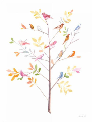 Flight Friends VI White Modern Wood Framed Art Print with Double Matting by Nai, Danhui