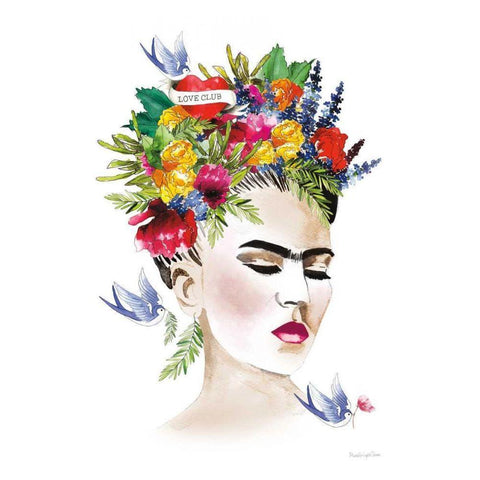 She is Frida Gold Ornate Wood Framed Art Print with Double Matting by Charro, Mercedes Lopez