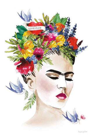 She is Frida Black Ornate Wood Framed Art Print with Double Matting by Charro, Mercedes Lopez