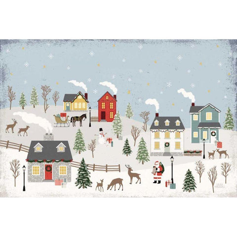 Christmas Village II Day Gold Ornate Wood Framed Art Print with Double Matting by Marshall, Laura
