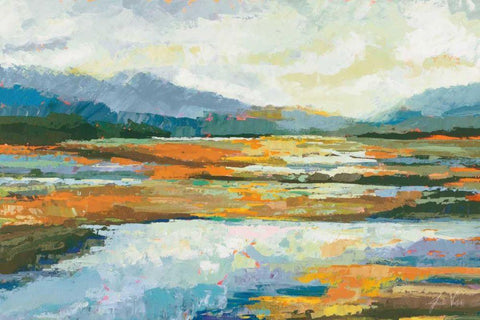 Fall Marsh White Modern Wood Framed Art Print with Double Matting by Vertentes, Jeanette