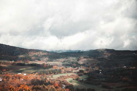 Autumn Hills II White Modern Wood Framed Art Print with Double Matting by Marshall, Laura