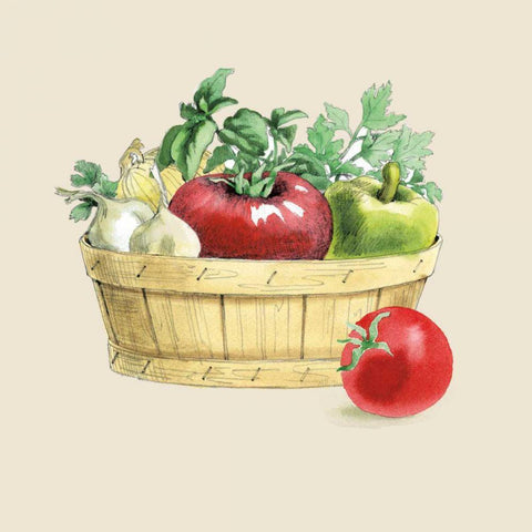Fresh From The Garden I Cream White Modern Wood Framed Art Print with Double Matting by Grove, Beth