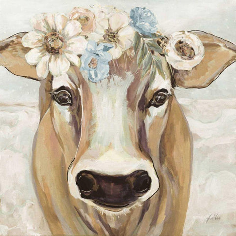 Beau with Flowers Neutral Gold Ornate Wood Framed Art Print with Double Matting by Vertentes, Jeanette