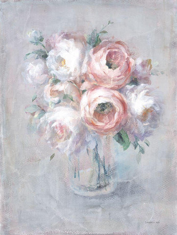 Light Summer Blooms I White Modern Wood Framed Art Print with Double Matting by Nai, Danhui