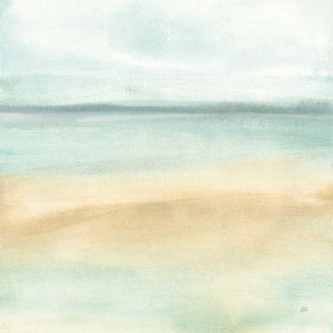 Mint and Sand I White Modern Wood Framed Art Print with Double Matting by Paschke, Chris