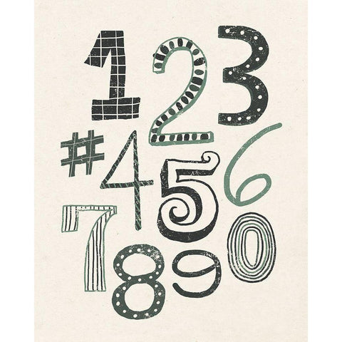 Funky Numbers Dark Gold Ornate Wood Framed Art Print with Double Matting by Mullan, Michael