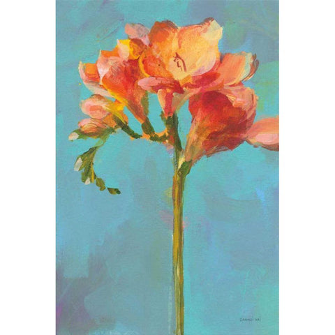 Modern Floral II Gold Ornate Wood Framed Art Print with Double Matting by Nai, Danhui