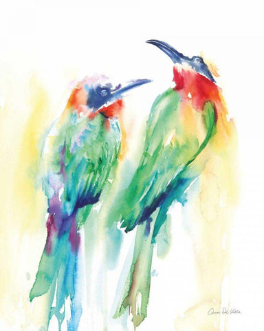 Tropical Birds White Modern Wood Framed Art Print with Double Matting by Valle, Aimee Del