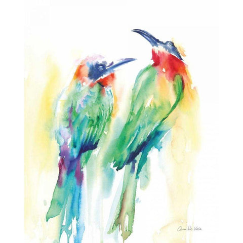 Tropical Birds Gold Ornate Wood Framed Art Print with Double Matting by Valle, Aimee Del