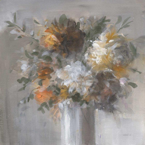 Weekend Bouquet with Green Gold Ornate Wood Framed Art Print with Double Matting by Nai, Danhui