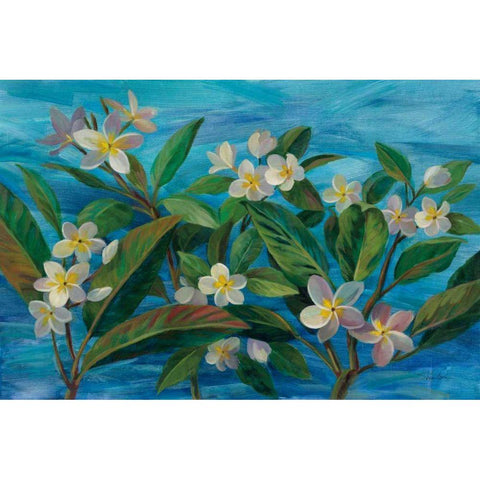Oceanside Plumeria Gold Ornate Wood Framed Art Print with Double Matting by Vassileva, Silvia