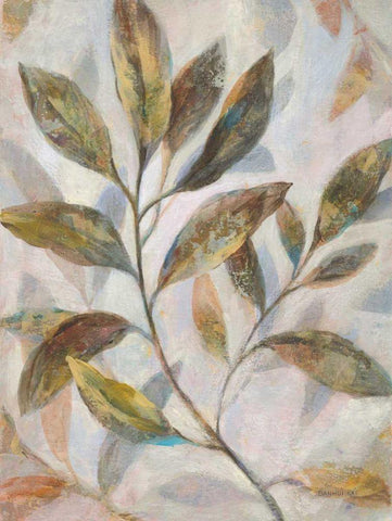 Leafy Flow I White Modern Wood Framed Art Print with Double Matting by Nai, Danhui