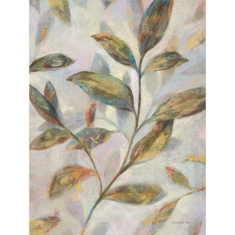 Leafy Flow II Black Modern Wood Framed Art Print with Double Matting by Nai, Danhui