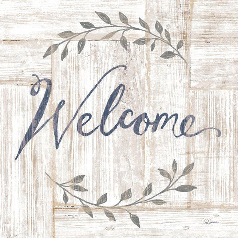 Woodgrain Welcome Gold Ornate Wood Framed Art Print with Double Matting by Schlabach, Sue