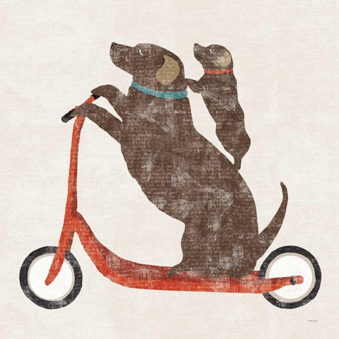 Doxie Ride Working Gold Ornate Wood Framed Art Print with Double Matting by Schlabach, Sue