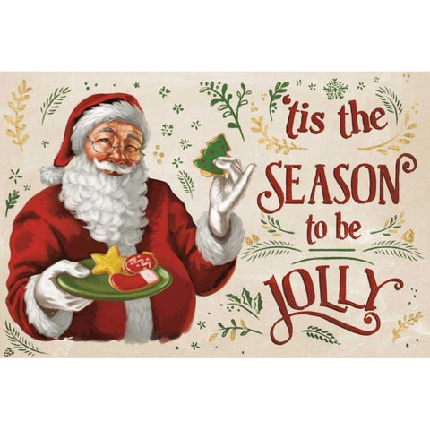 Santas List III Ivory Gold Ornate Wood Framed Art Print with Double Matting by Penner, Janelle