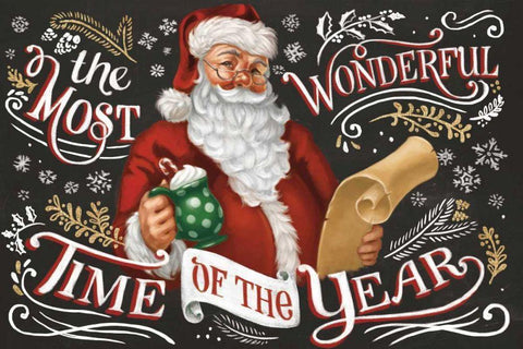 Santas List II Black White Modern Wood Framed Art Print with Double Matting by Penner, Janelle