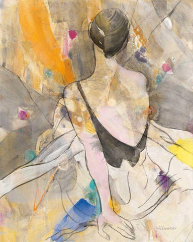 Ballerina II White Modern Wood Framed Art Print with Double Matting by Hristova, Albena