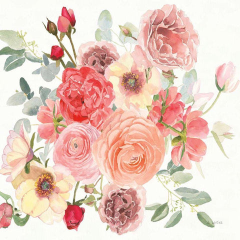 Boho Bouquet  XIV White Modern Wood Framed Art Print with Double Matting by Wiens, James