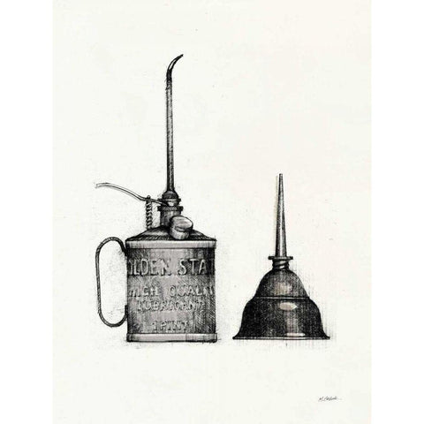 Oil Cans with Color Crop Gold Ornate Wood Framed Art Print with Double Matting by Schick, Mike