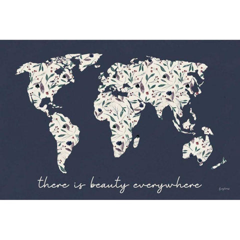 Floral Mapped Out White Modern Wood Framed Art Print by Thorns, Becky