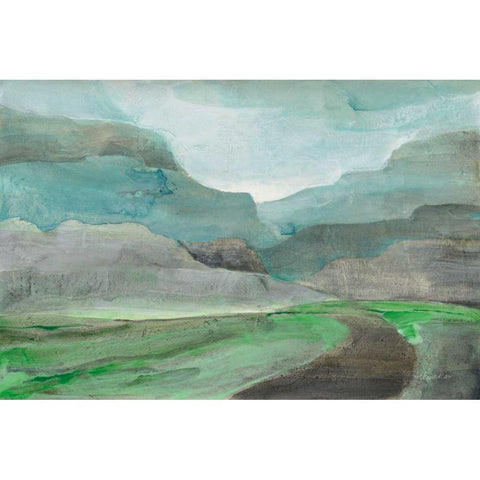 Misted Valley Black Modern Wood Framed Art Print with Double Matting by Hristova, Albena
