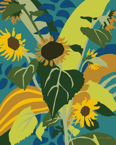 Sunflowers Black Ornate Wood Framed Art Print with Double Matting by Gallagher, Megan