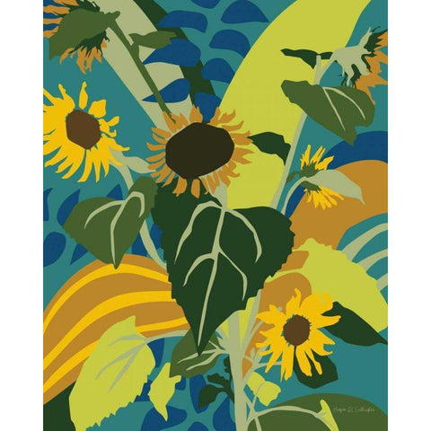 Sunflowers Gold Ornate Wood Framed Art Print with Double Matting by Gallagher, Megan