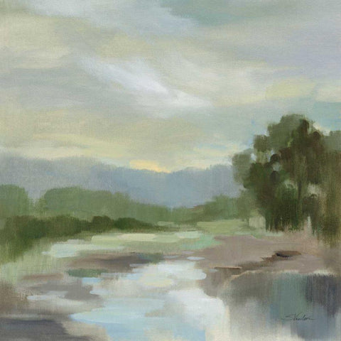 Sage Lake Black Modern Wood Framed Art Print by Vassileva, Silvia