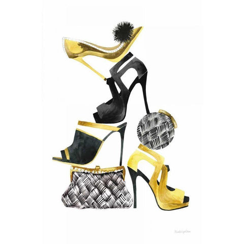 Glitz and Glam I Black Modern Wood Framed Art Print with Double Matting by Charro, Mercedes Lopez