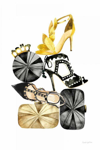 Glitz and Glam II White Modern Wood Framed Art Print with Double Matting by Charro, Mercedes Lopez
