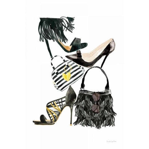 Glitz and Glam IV Black Modern Wood Framed Art Print by Charro, Mercedes Lopez