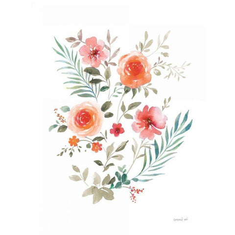 Floral Serenade III Gold Ornate Wood Framed Art Print with Double Matting by Nai, Danhui